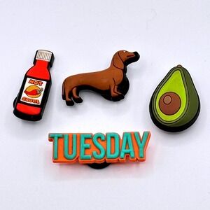 Jibbitz Shoe Charms Hot Sauce Dachshund Avocado Tuesday